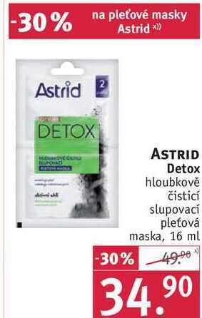 Rossmann Astrid detox hloubkově čisticí slupovací pleťová maska, 16 ml nabídka
