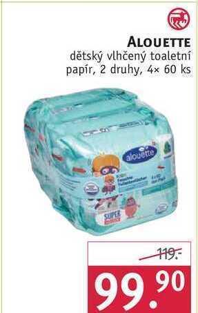 Rossmann Alouette dětský vlhčený toaletní papír, 4x 60 ks nabídka