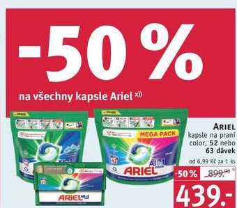 Rossmann Ariel kapsle na praní, 52 nebo 63 dávek nabídka