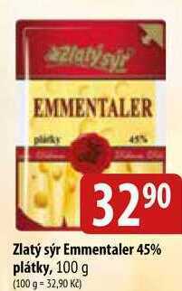 Bala Zlatý sýr emmentaler 45% plátky, 100 g nabídka
