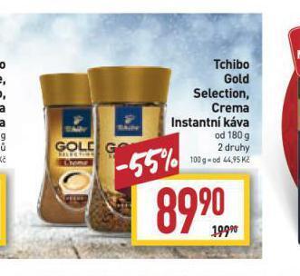 Billa Tchibo gold selection, crema instantní káva nabídka