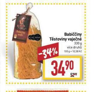 Billa Babiččiny těstoviny vaječné nabídka
