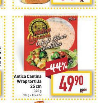 Billa Antica cantina wrap tortilla nabídka