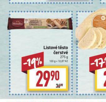 Billa Listové těsto čerstvé nabídka