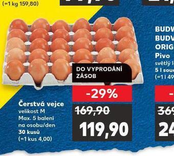 Kaufland Čerstvá vejce m 30 ks nabídka