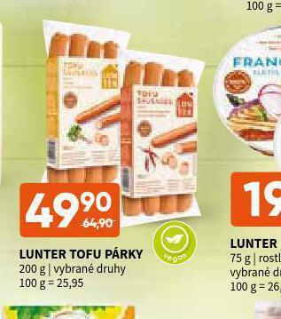 Lunter tofu párky