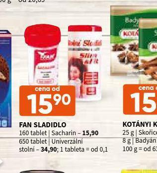 Terno Fan sladidlo sacharin nabídka