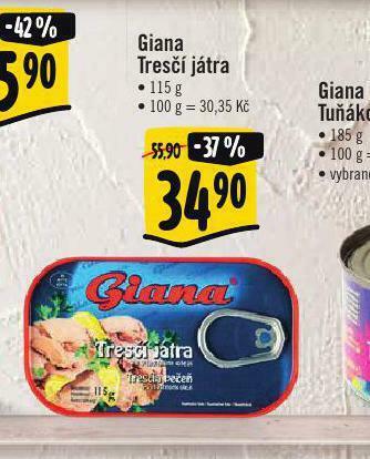 Albert Giana tresčí játra nabídka