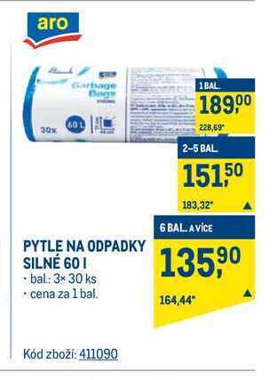Makro Aro pytle na odpadky silné 60 l 3 x 30 ks nabídka