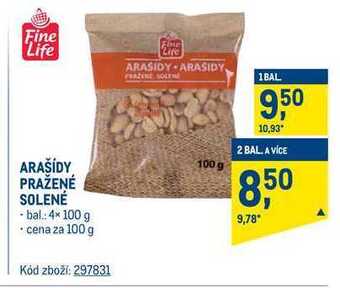 Makro Fine life arašídy pražené solené 100 g nabídka