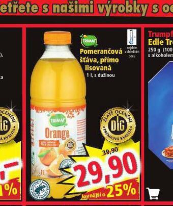 Pomerančová šťáva, přímo lisovaná