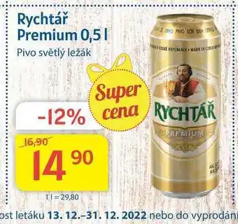 Rychtář premium pivo světlý ležák plech 0,5l