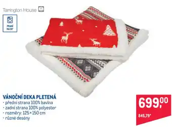 Tarrington House Vánoční deka plotená přední strana 100% bavina, zadní strana 100% polyester