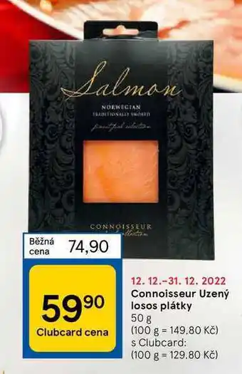 Tesco Connoisseur uzený losos plátky 50 g nabídka