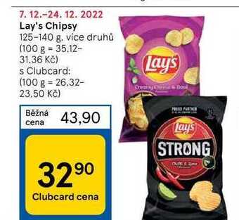 Tesco Lay's chipsy 125-140 g nabídka