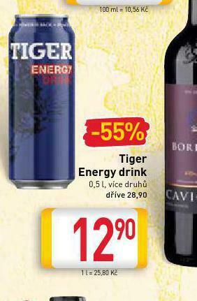 Billa Tiger energy drink nabídka