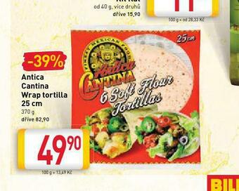 Billa Antica cantina wrap tortilla 25 cm nabídka