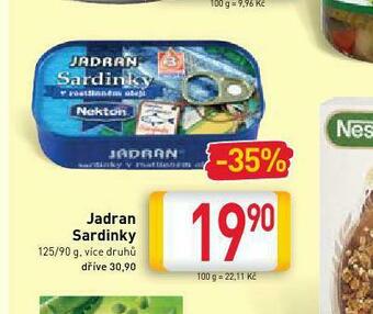 Billa Jadran sardinky nabídka