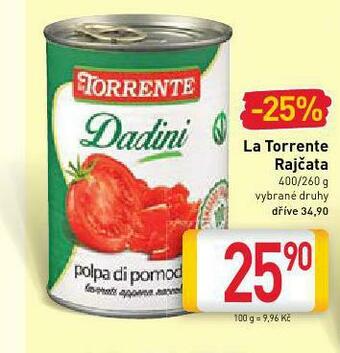 Billa La torrente rajčata nabídka