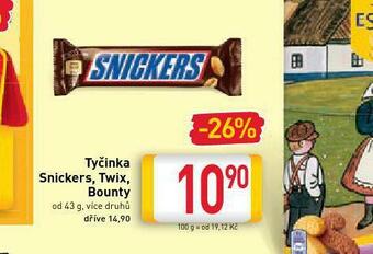 Billa Tyčinky snickers, twix, bounty nabídka