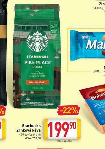 Billa Starbucks zrnková káva nabídka