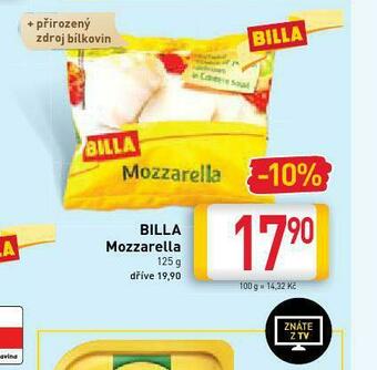 Billa Billa mozzarella nabídka