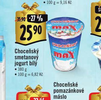 Albert Choceńský smetanový jogurt nabídka