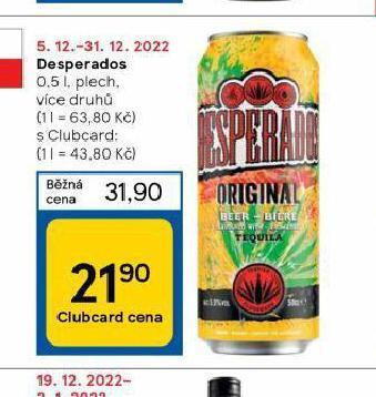 Tesco Pivo desperados nabídka