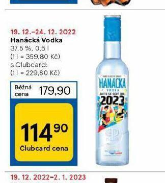 Tesco Hanácká vodka nabídka