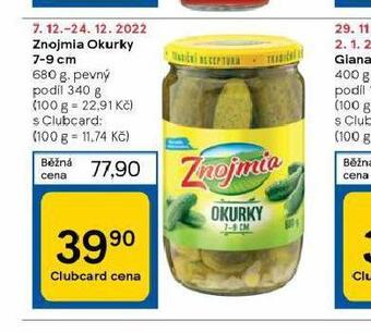 Tesco Znojmia okurky 7-9 cm nabídka