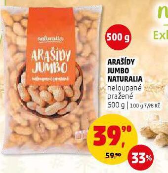 Penny Market Arašídy jumbo naturalia neloupané pražené 500 g nabídka