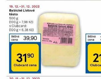 Tesco Babické listové těsto nabídka