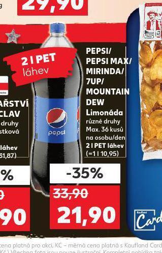 Kaufland Pepsi, mirinda, 7up, mountain dew nabídka