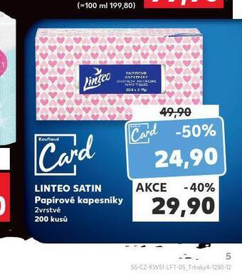 Kaufland Linteo satin papírové kapesníky nabídka