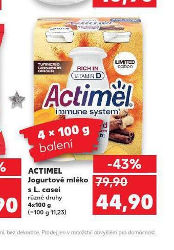 Kaufland Actimel jogurtové mléko s l. casei nabídka