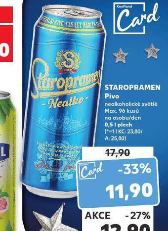 Kaufland Pivo staropramen nealko nabídka