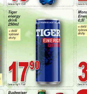 Hruška Tiger energy drink nabídka
