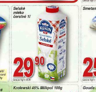 Hruška Selské mléko čerstvé nabídka