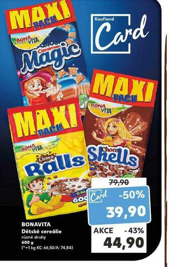 Kaufland Bonavita dětskké cereálie nabídka