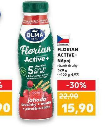 Kaufland Florian active+ nápoj nabídka