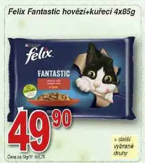 Hruška Felix fantastic hovězí+kuřecí kapsičky pro kočky 4 x 85g nabídka