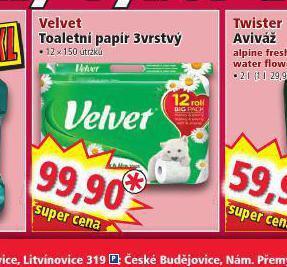 Norma Velvet toaletní papír nabídka