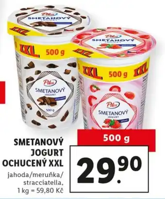 Lidl Pilos Smetanový jogurt ochucený XXL jahoda/meruňka/straciatella 500g nabídka