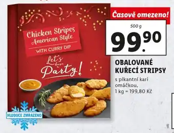 Lidl Obalované kuřecí stripsy s pikantní kari omáčkou 500g nabídka