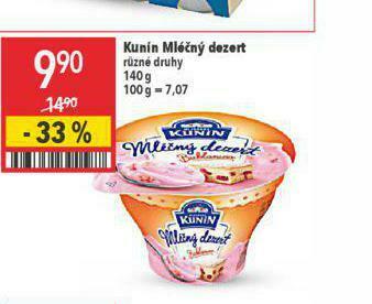 Globus Kunín mléčný dezert nabídka