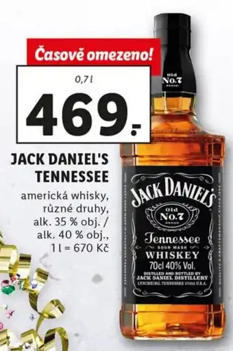 Lidl Jack Daniel's Tennessee americká whisky, různé duhy, alk. 35% obj./alk. 40% obj. 0,7l nabídka
