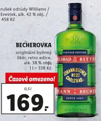 Lidl Becherovka originálni bylinný likér, rento edice, alk. 38% obj. 0,5l nabídka