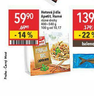 Globus Hotová jídla apetit, hamé nabídka
