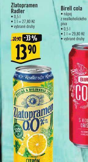 Albert Zlatopramen 0,0% radler nabídka