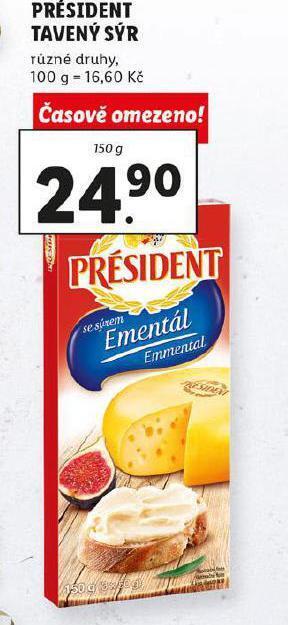Lidl Président tavený sýr nabídka